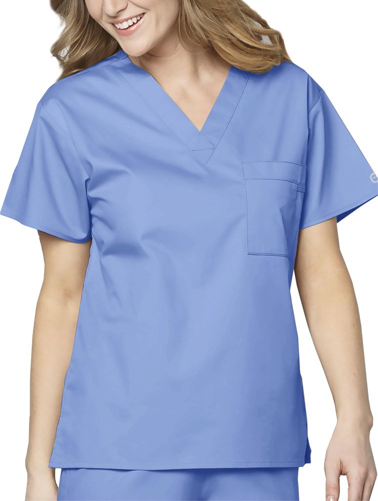 WonderWink womens Unisex V-neck Top Medical Scrubs Shirt, Ceil Blue, Large US