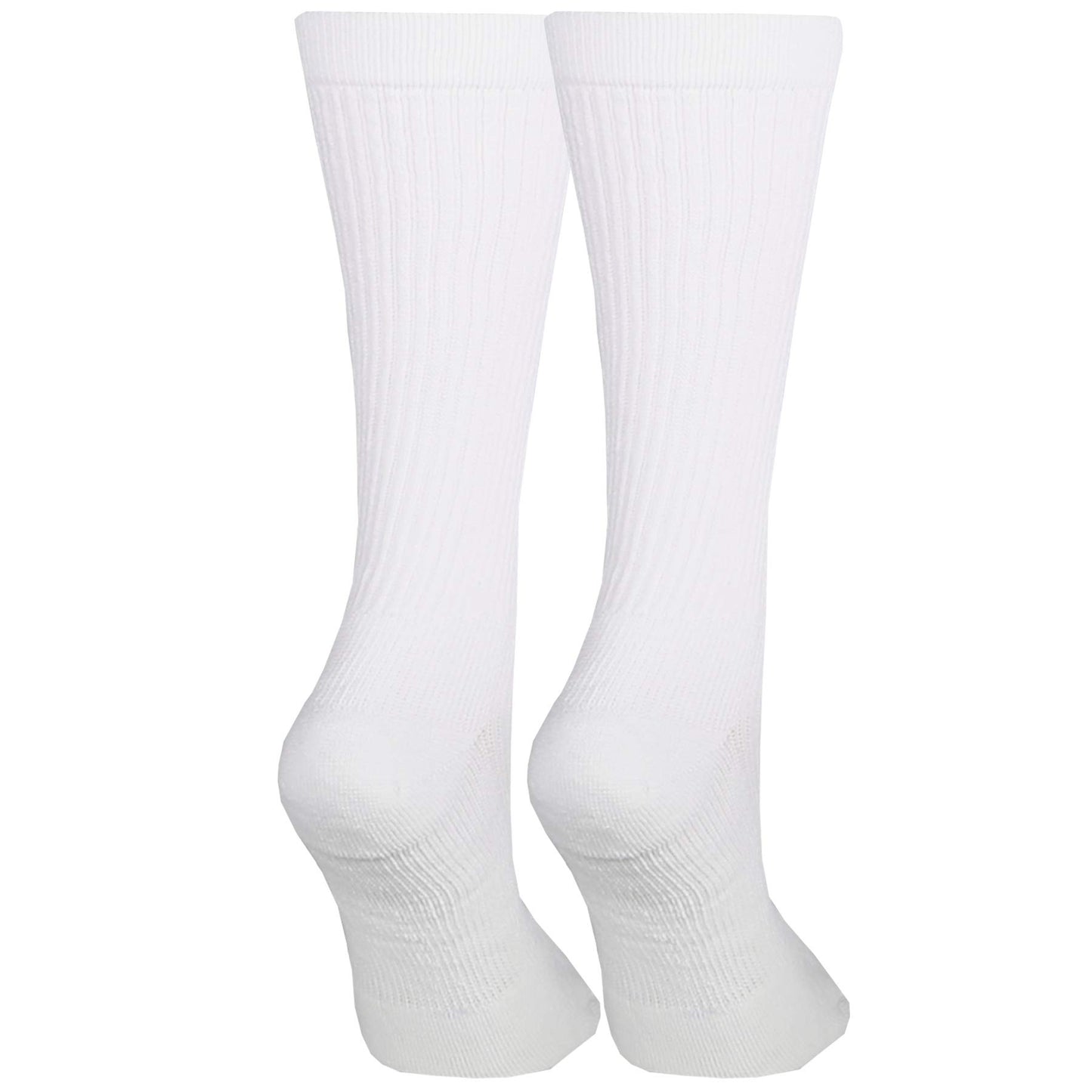 NuVein 15-20 mmHg Medical Compression Socks, Mid Calf Crew Length, Padded Cushion Foot, White, Medium