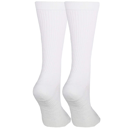 NuVein 15-20 mmHg Medical Compression Socks, Mid Calf Crew Length, Padded Cushion Foot, White, Medium