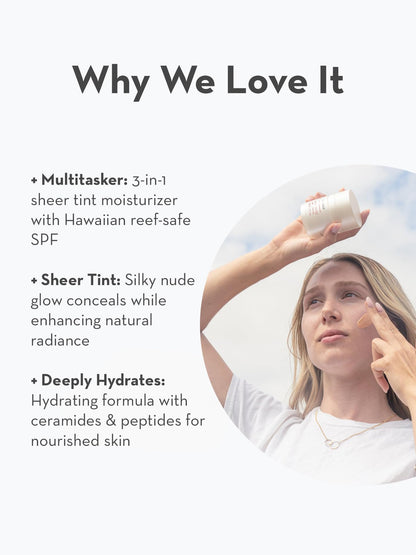 Sonage Roux Tinted Moisturizer with Zinc Oxide SPF 30 Natural Mineral Sunscreen | Lightweight Sheer Coverage, No Whitecast