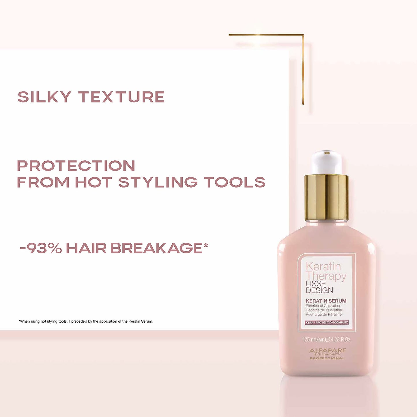 ALFAPARF MILANO Lisse Design Keratin Therapy Hair Serum - Anti-Frizz Control - Smoothing - Heat Protection and Damaged Hair Treatment - Leave-In Collagen and Keratin Protein Serum (4.23 fl oz)