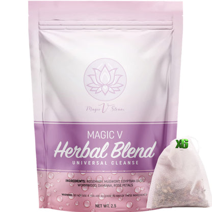 Magic V Universal Yoni Steam Herbs for Women – Herbal Steam Kit with Mugwort, Rose, Rosemary & Motherwort – Natural Cycle Balance, Detox & Feminine Wellness – 6 Steam Bags