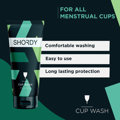 SHORDY Menstrual Cup Wash – pH Balanced Unscented Feminine Care Cleanser for Silicone Cups & Period Discs – 4oz Travel Size