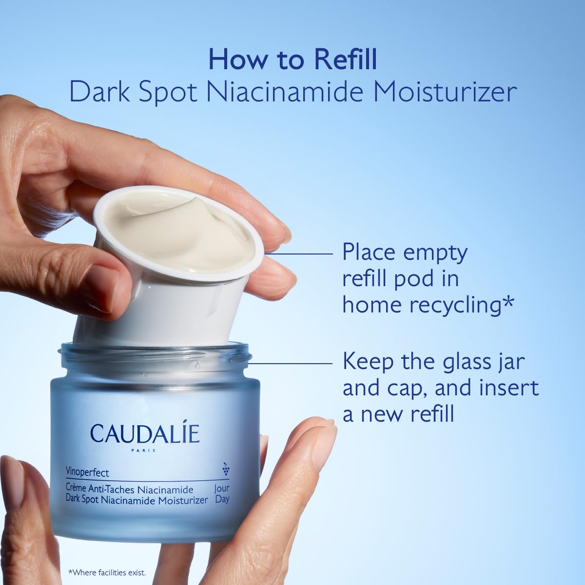 Caudalie Vinoperfect Instant Brightening Dark Spot Moisturizer with Niacinamide, Refillable Packaging - 1.6 Fl. Oz, Packaging may vary