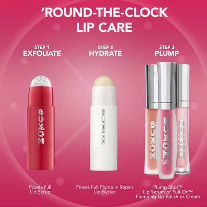 BUXOM Power-Full Lip Scrub, Gentle Sugar-Infused Lip Exfoliating Scrub Stick, Hydrating Lip Care with Vitamin E & Papaya Seed Oil, Cruelty-Free