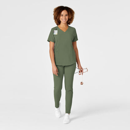 WonderWink Renew Women's V-Neck Scrub Top, Olive, XL