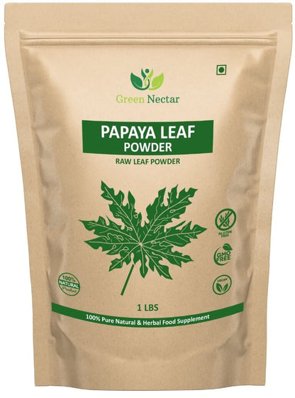 Papaya Leaves Powder 454g (1lb / 16 oz) | Carica Papaya | Papaya Leaf Powder Benefits Hair and Skin| Non GMO (1 Pound(16 Oz)) - Green Nectar