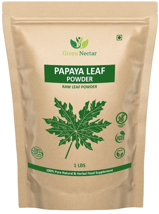 Papaya Leaves Powder 454g (1lb / 16 oz) | Carica Papaya | Papaya Leaf Powder Benefits Hair and Skin| Non GMO (1 Pound(16 Oz)) - Green Nectar