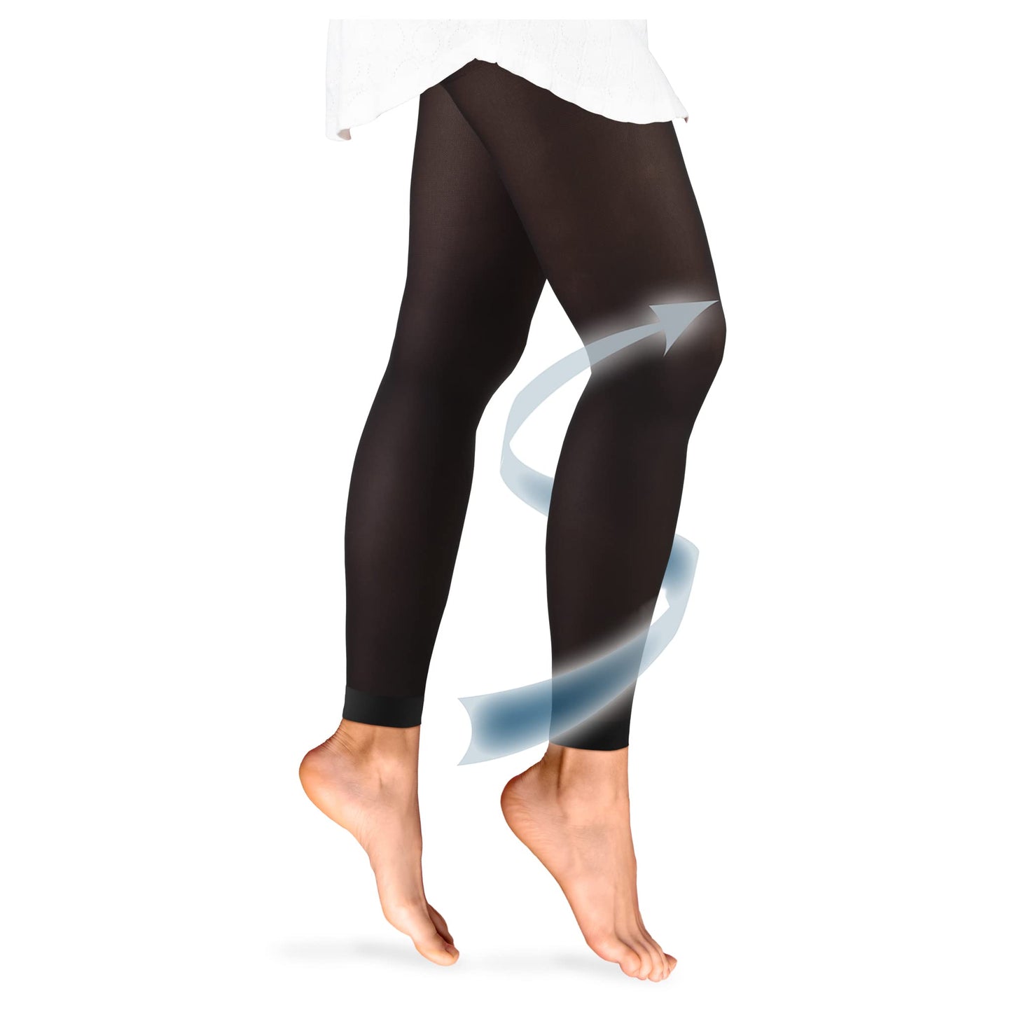 Truform Women's 20-30 mmHg Medical Compression Tights, Footless Opaque Shapewear Support Pantyhose, Large