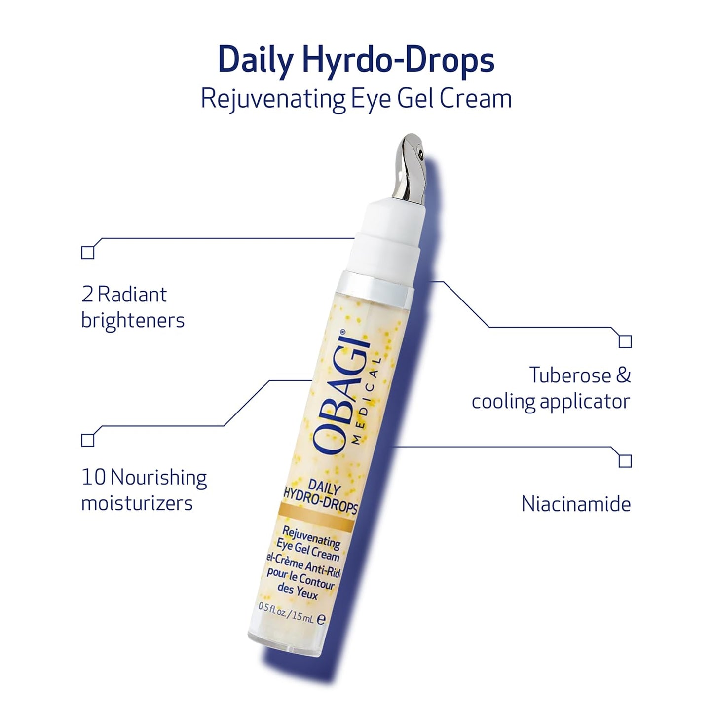 Obagi Daily Hydro-Drops Facial Serum & Rejuvenating Eye Gel Cream Set – 1oz Facial Serum Hydrates & Helps Soften the Appearance of Wrinkles & .5oz Eye Cream Instantly Brightens, Smooths, & Depuffs