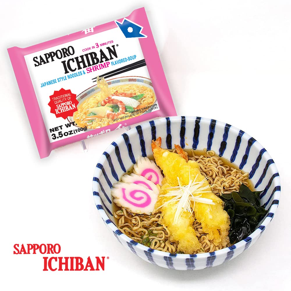Ramen Noodles, Shrimp Flavor, No. 1 Tasting Japanese Instant Noodles (3.5 Oz. x 24 packs) | 24 Pack Case
