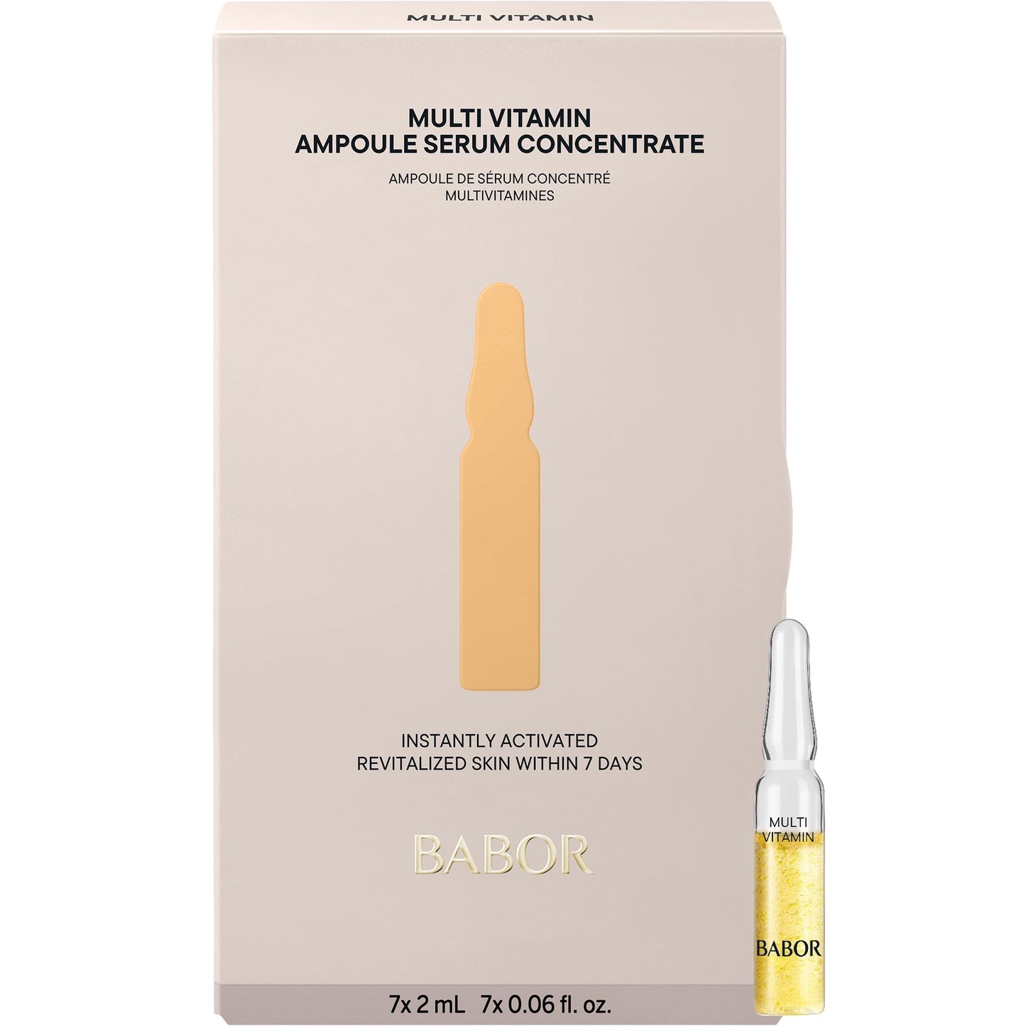 BABOR Multi Vitamin Ampoule Concentrate, Revitalize Dull Tired Skin, Vitamin A Increases Radiance, Vitamin C Evens Tone, Niacinamide Supports Skin Barrier, Vitamin Skincare Capsules, 7 Treatments