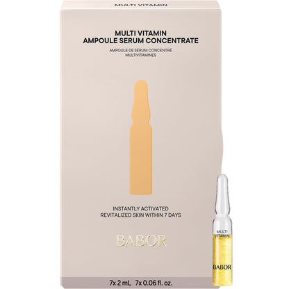 BABOR Multi Vitamin Ampoule Concentrate, Revitalize Dull Tired Skin, Vitamin A Increases Radiance, Vitamin C Evens Tone, Niacinamide Supports Skin Barrier, Vitamin Skincare Capsules, 7 Treatments