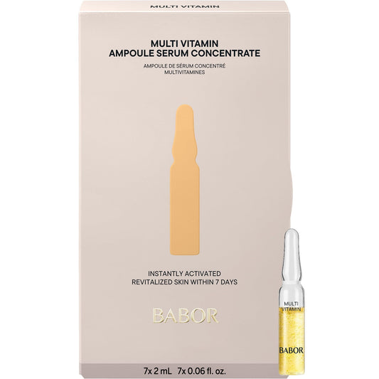 BABOR Multi Vitamin Ampoule Concentrate, Revitalize Dull Tired Skin, Vitamin A Increases Radiance, Vitamin C Evens Tone, Niacinamide Supports Skin Barrier, Vitamin Skincare Capsules, 7 Treatments