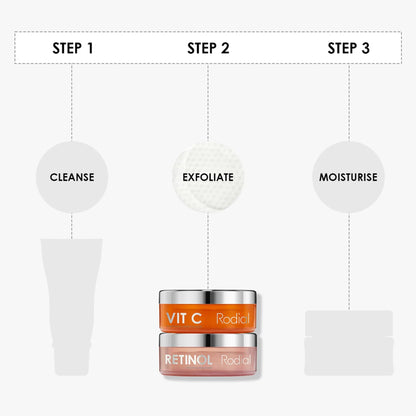 Rodial Day Night Edit - Vit C Pads (20 pads) + Retinol Resurfacing Pads (20 pads) | Retexturising, Smoothing and Illuminating Skincare Kit