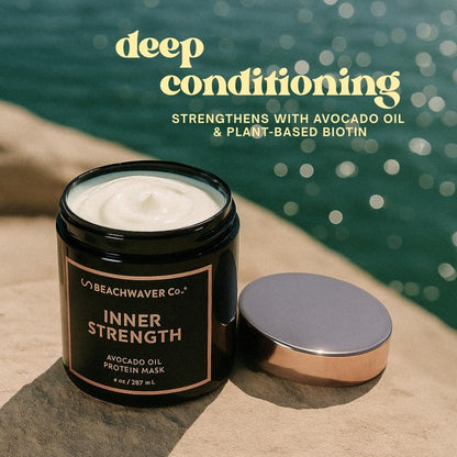 The Beachwaver Co. Inner Strength Hair Mask - Full Size (8 Oz) | Strengthening Vegan Hair Treatment Infused with Avocado Oil & Silk Amino Acids | Eliminates Frizz & Helps Repair Split Ends