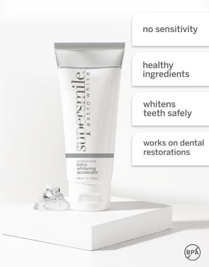 Supersmile Extra White Professional Whitening Accelerator - Enamel-Safe Teeth Whitening Gel - Effectively Lifts Deep-Set Stains Without Sensitivity - 7 oz