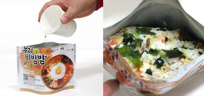 Woori's Ready to Eat Bibimbap Korean Mixed Rice Bowl100g (3.53oz) 335 Kcal - (KIMCHI, 2 PACK)