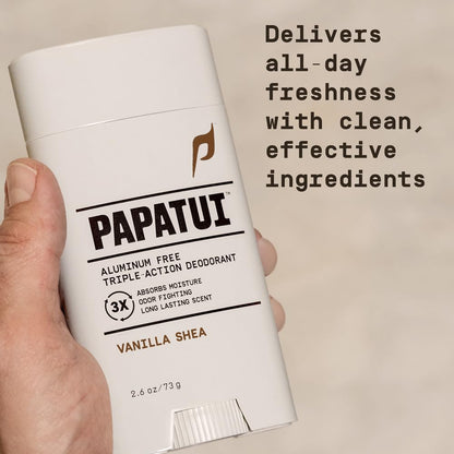 PAPATUI by Dwayne Johnson Aluminum-Free Deodorant for Men | Odor Protection, Moisture Absorption, Skin Nourishing Formula | Vanilla Shea | 2.6oz
