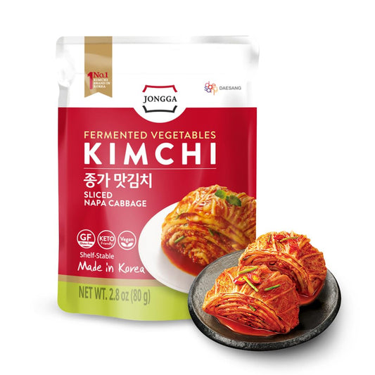 Spicy Premium Fermented Kimchi Napa Cabbage - – (Gluten Free / KETO / Vegan) | 0 Fat/ 0 Sugar/ 0 Cholesterol | Long Shelf Life | Perfect for Ramen & Stir-Fries - JONGGA