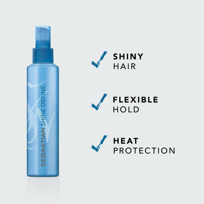 Sebastian Professional Shine Define Hairspray | Flexible Styling Control with Heat Protection | Natural & Soft Definition | 6.7 fl oz