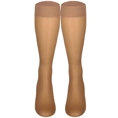 NuVein Sheer Compression Stockings for Women, 8-15 mmHg Support, Light Denier, Knee High, Closed Toe, Beige, 2X-Large