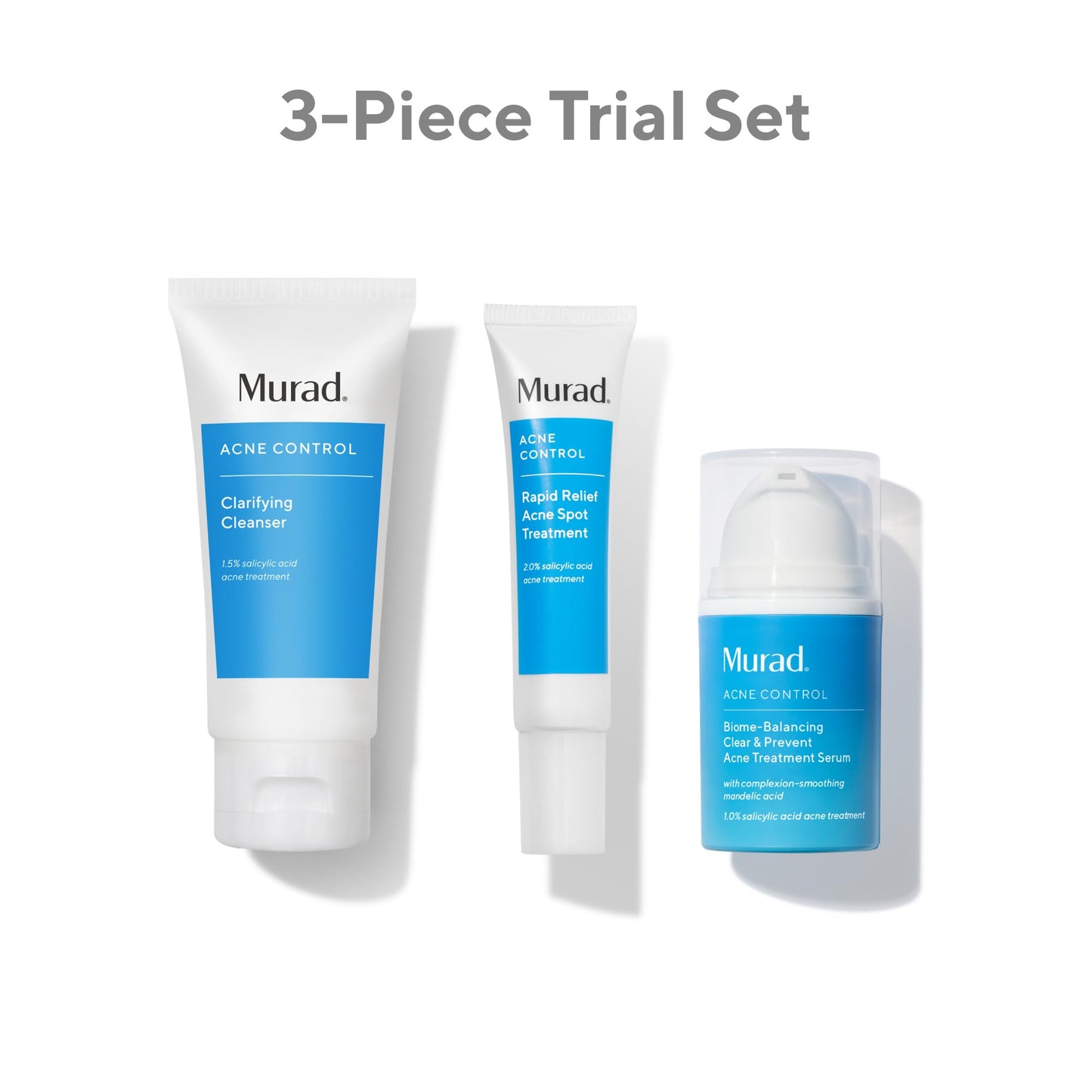 Acne Treatment Trial Kit – Salicylic Acid & Mandelic Acid for Clear Skin – Oil Control, Spot Treatment & Cleanser – Travel Size Skincare for Acne-Prone Skin