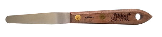 Albion Engineering Company 258-3TPS Classic Tapered Spatula, Stainless Steel, Hardwood Handle, 3/8" Wide Tapered Tip x 3" Long Blade