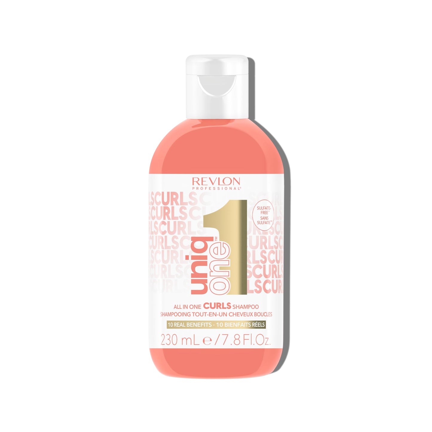 REVLON PROFESSIONAL UniqOne Curls Shampoo, 10-in-1 Sulfate-Free Formula for Curly Hair, Curl Defining, Controls Frizz, Hydrates, Color Safe & Vegan, 7.7 fl oz