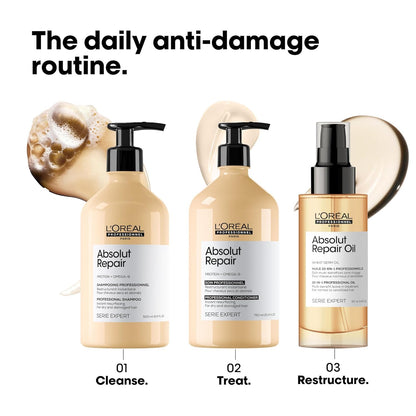 L'Oréal Professionnel Paris Absolut Repair Conditioner – Nourishing Protein Treatment For Dry, Damaged Hair, Repairs Damage & Provides Hair Shine