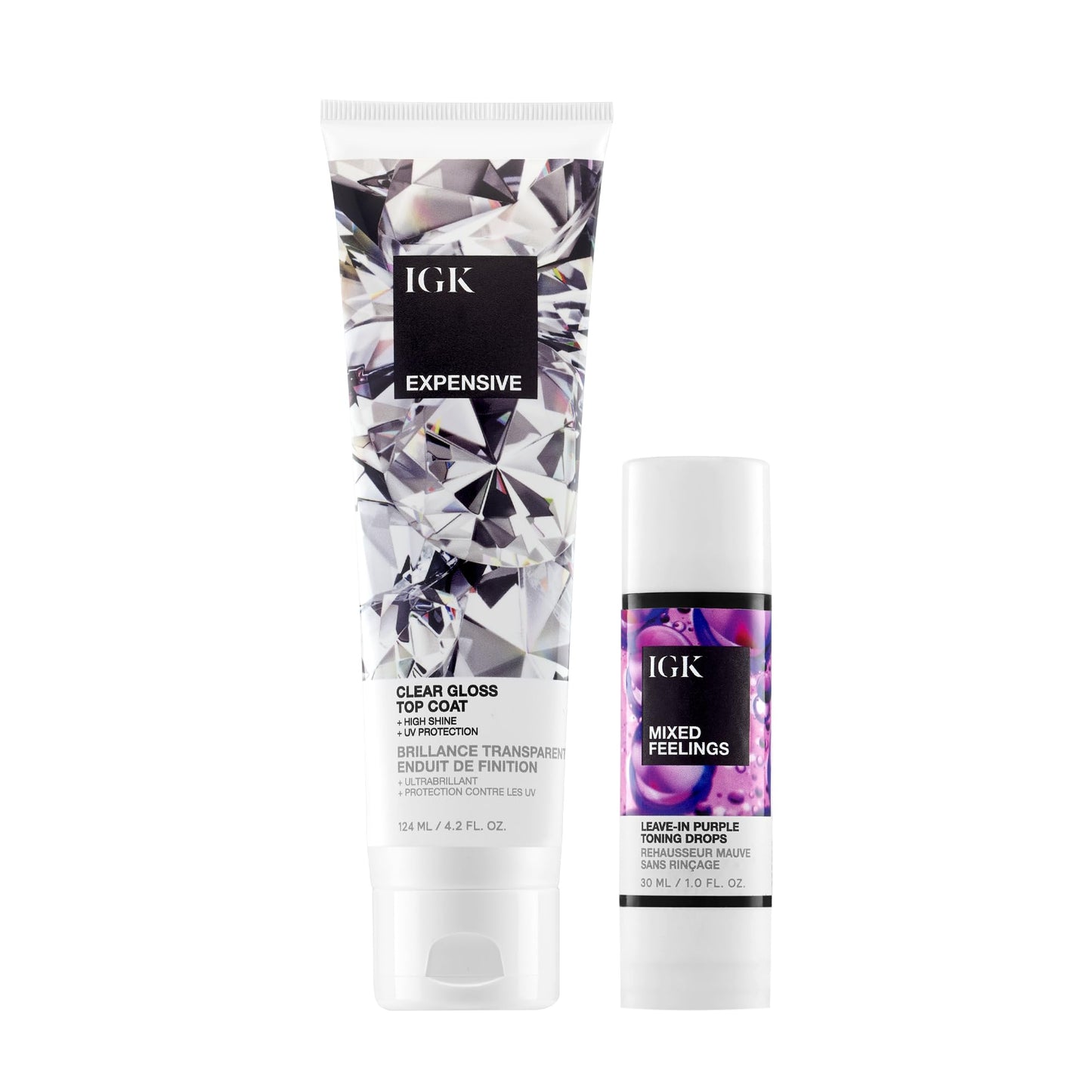 IGK Mixed Feelings Leave-In Blonde Toning Drops + Expensive Shine Gloss Treatment – Hair Color Maintenance & Styling Duo for Tone, Shine & Manageability – Vegan & Cruelty-Free