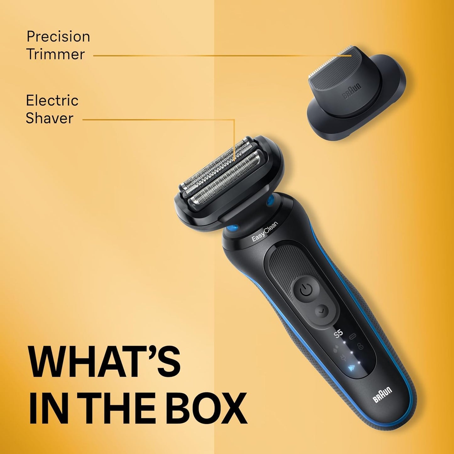 Braun Electric Shaver for Men, Series 5 5118s, Waterproof, Wet & Dry Shave, Turbo Shaving Mode, Foil Shaver with Precision Trimmer, Battery Powered, 50 Minute Battery Runtime