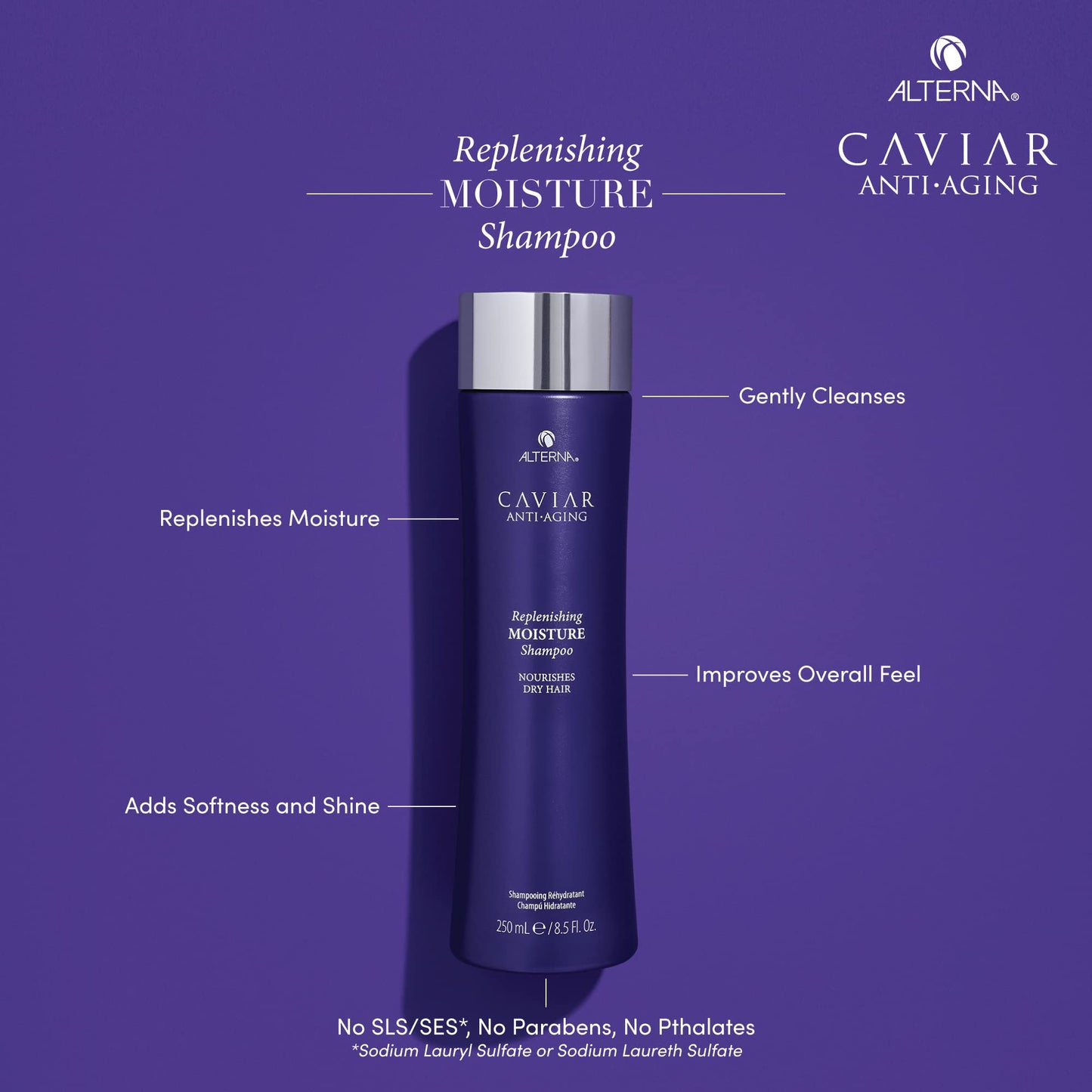 Alterna CAVIAR Anti-Aging Replenishing Moisture Shampoo | For Dry, Brittle Hair | Protects, Restores & Hydrates | Sulfate Free