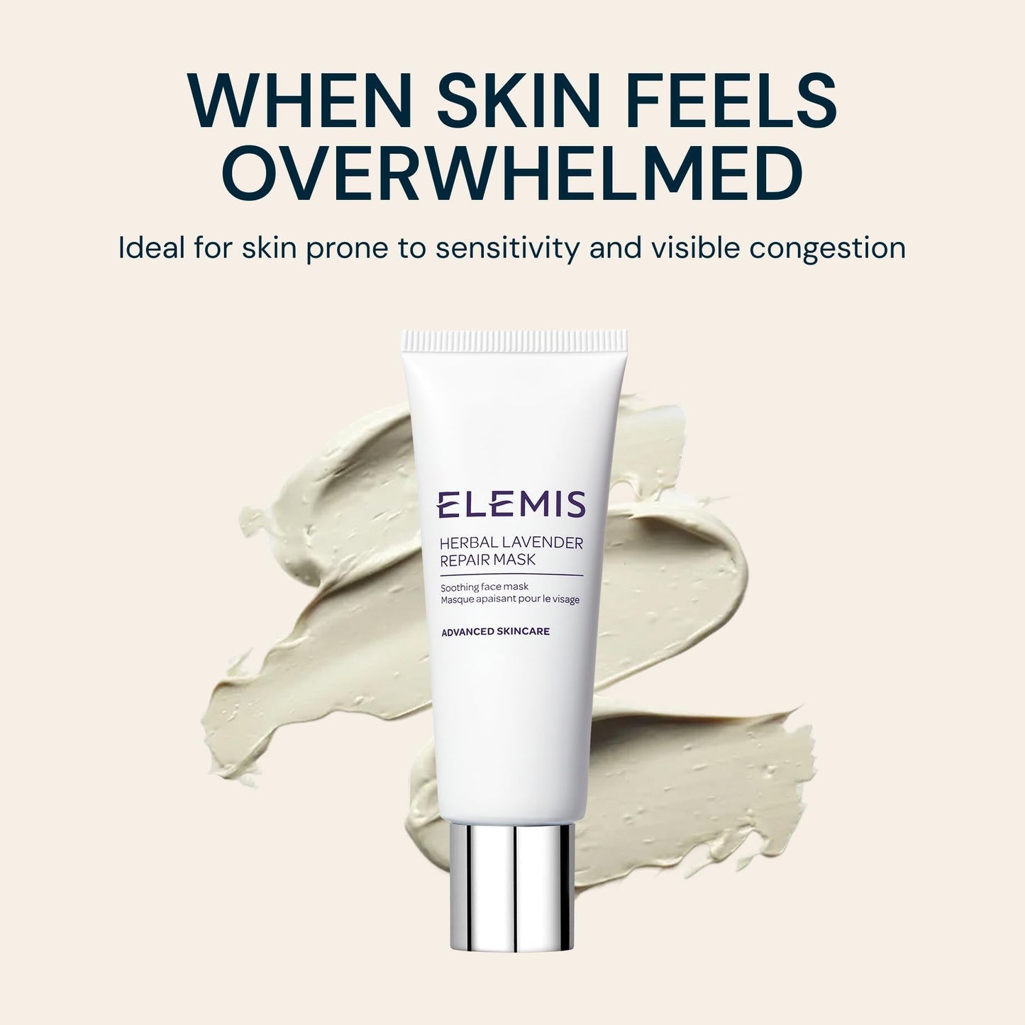 ELEMIS Herbal Lavender Repair Mask; Soothing Clay Mask, 2.5 Fl Oz