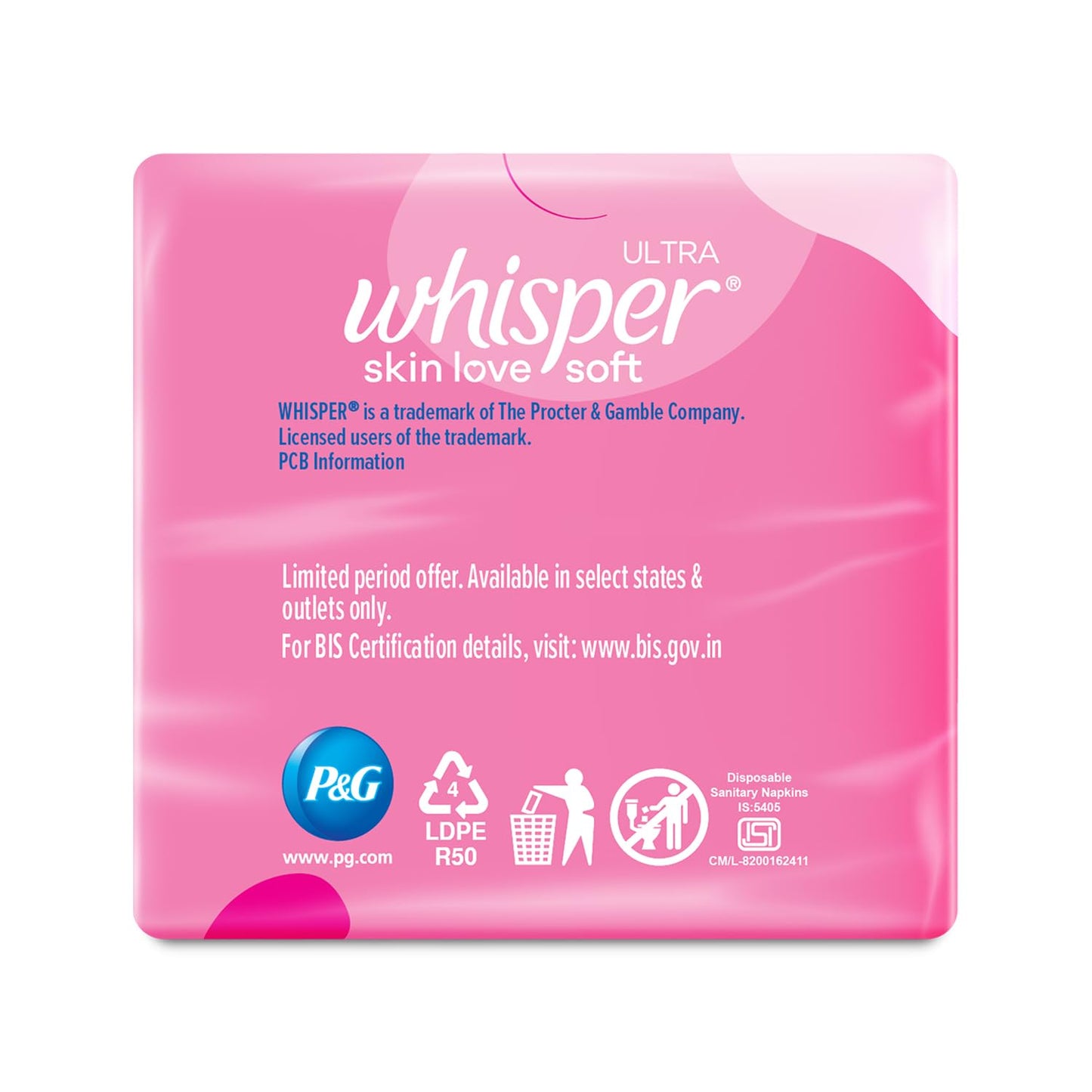 Whisper Ultra Soft Sanitary Pads - 15 Pieces (XL)