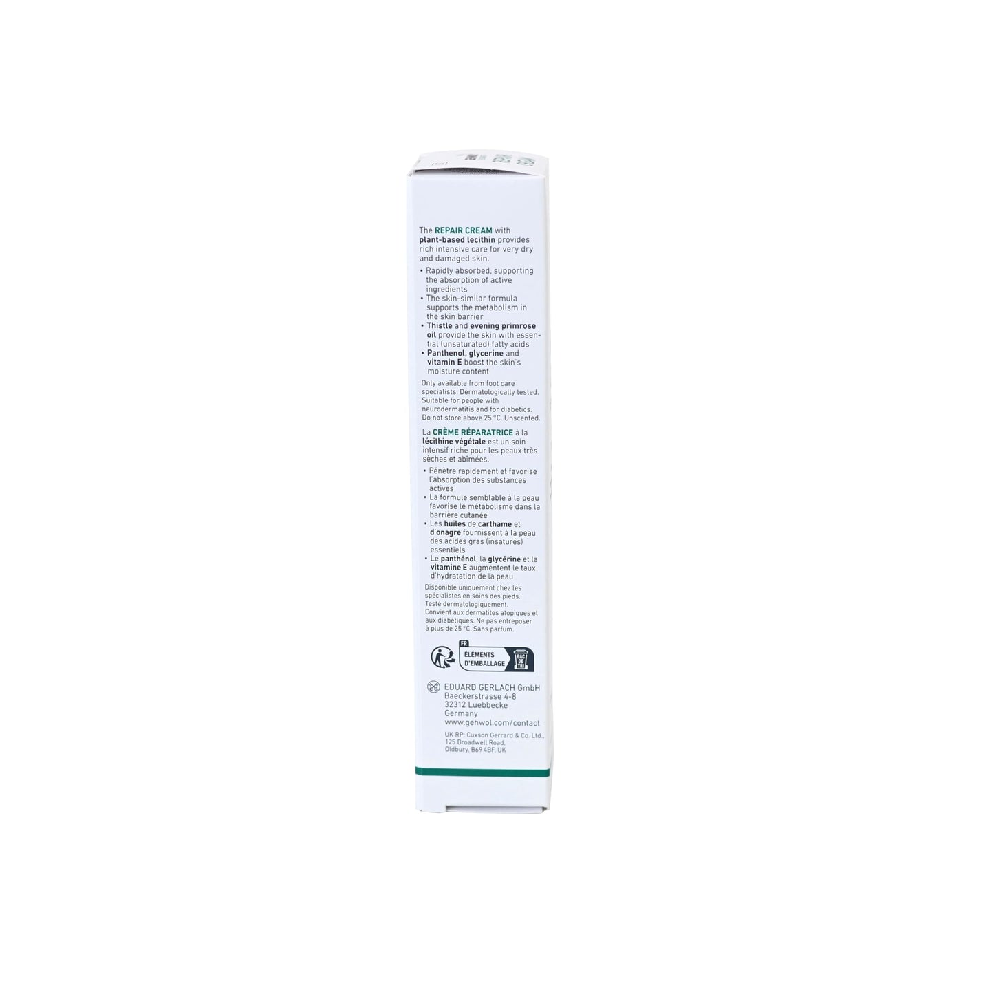 GEHWOL Repair Cream – Intensive Care for Very Dry, Damaged Skin, Deep Skin Barrier Repair, 2.6 oz / 75 ml