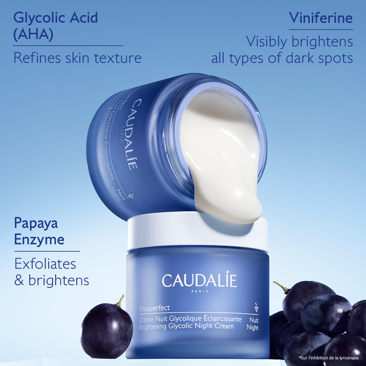 Caudalie Vinoperfect Dark Spot Brightening Glycolic Night Cream, Refillable Packaging - 50 mL