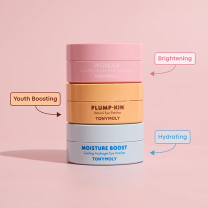 TONYMOLY Cooling Hydrogel Under Eye Patches, Moisture Boost Eye Treatment with Retinol, Ceramide & Collagen to Help Reduce Dark Circles, Support Skin Barrier & Plump Under Eyes, 30 Pairs