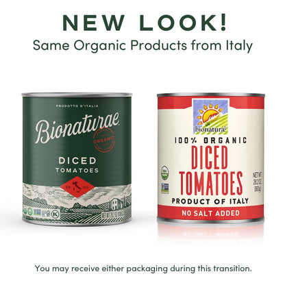 Bionaturae Organic Diced Tomatoes - Diced Tomatoes Can, Diced Tomatoes Organic No Salt, Keto Friendly, Non-GMO, No Added Sugar, No Added Salt, Made in Italy - 28.2 Oz, 12 Pack