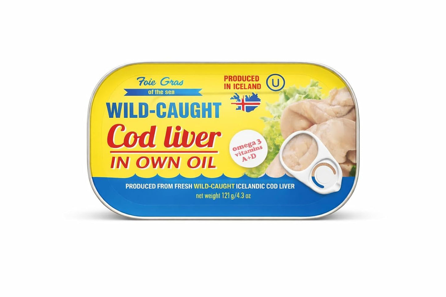 Foie Gras of the Sea Icelandic Wild Caught Cod Liver – Canned in Own Oil, 4.3 oz (Pack of 12) – Premium Gourmet Seafood, Rich in Omega-3, Kosher