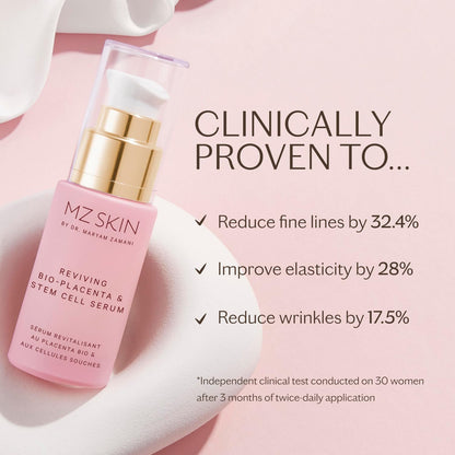 MZ Skin Reviving Bio-Placenta & Stem Cell Serum - Night Treatment for Powerful Rejuvenation, With Peptides, Squalane & Hyaluronic Acid, Perfect For Anti-Aging, Wrinkles & Fine Lines