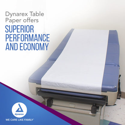 New Dynarex Table Paper, High-Quality Exam Table Paper, Used in Medical, Massage, and Chiropractic Tables to Protect Patients, 1 Case of 12 Papers (18" x 225', Smooth)