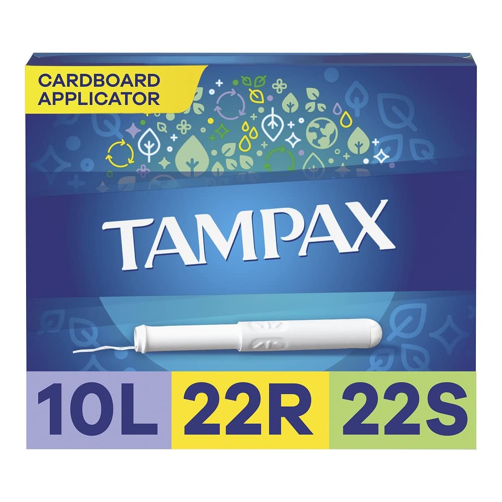 Tampax Tampons Multipack, Lite/Regular/Super Absorbency, Cardboard Applicator, Leakgaurd Skirt, Unscented, 54 Count