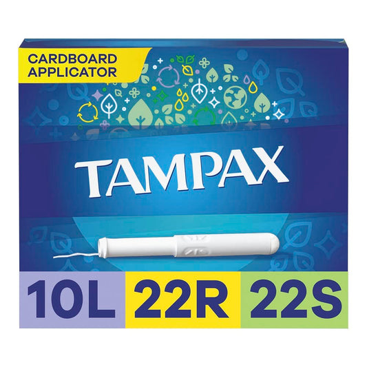 Tampax Tampons Multipack, Lite/Regular/Super Absorbency, Cardboard Applicator, Leakgaurd Skirt, Unscented, 54 Count