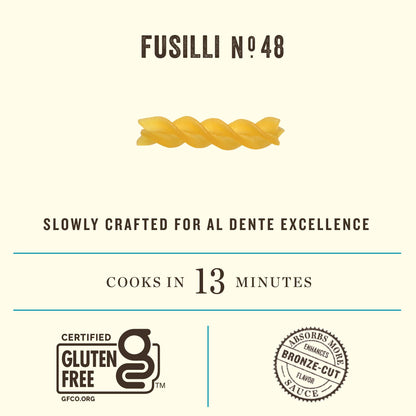 Rummo Gluten Free Fusilli N.48 - Gluten Free Fusilli Pasta Noodles, Made with Brown Rice & Corn, Pasta from Italy - 12 Ounce (Pack of 5)