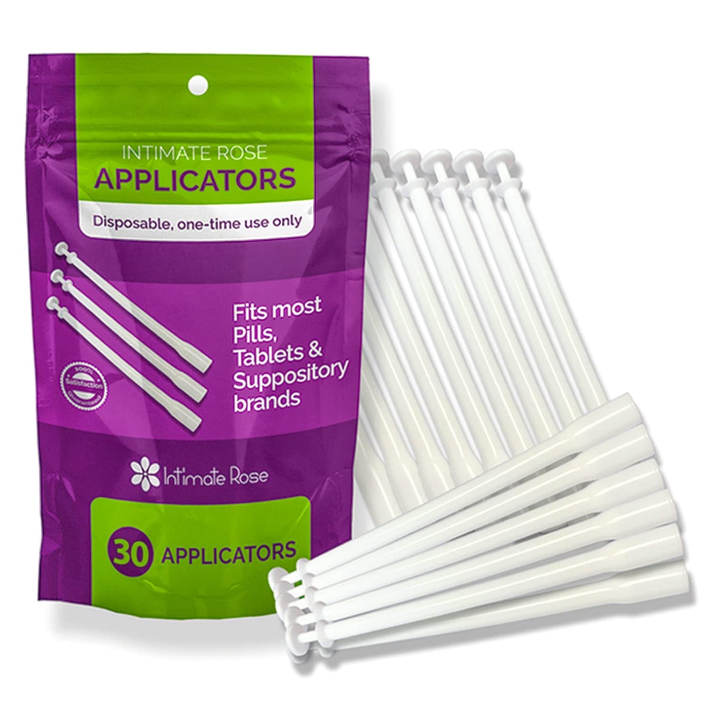 Intimate Rose 30 Count Vaginal Suppository Applicators, Individually Wrapped, Disposable Applicator - Fits Most Boric Acid Suppositories and More, from, Pack of 30