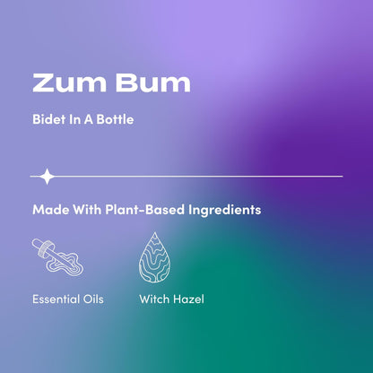 Zum Indigo Wild Bum Bidet in a Bottle - Natural, Portable Bidet - Ideal for Women & Men - Includes Witch Hazel, Vegetable Glycerin & Essential Oils - 4 fl oz