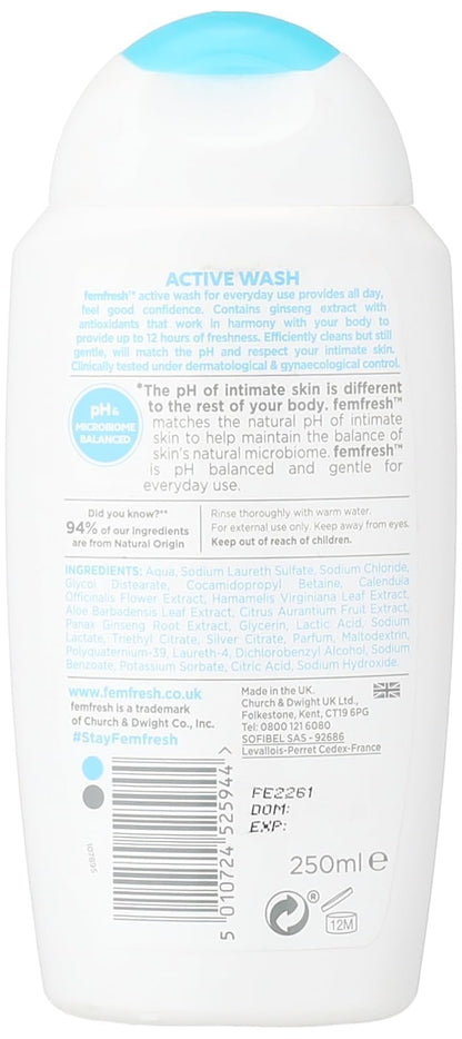 Femfresh 250ml Ultimate Care Active Fresh Wash - by Femfresh