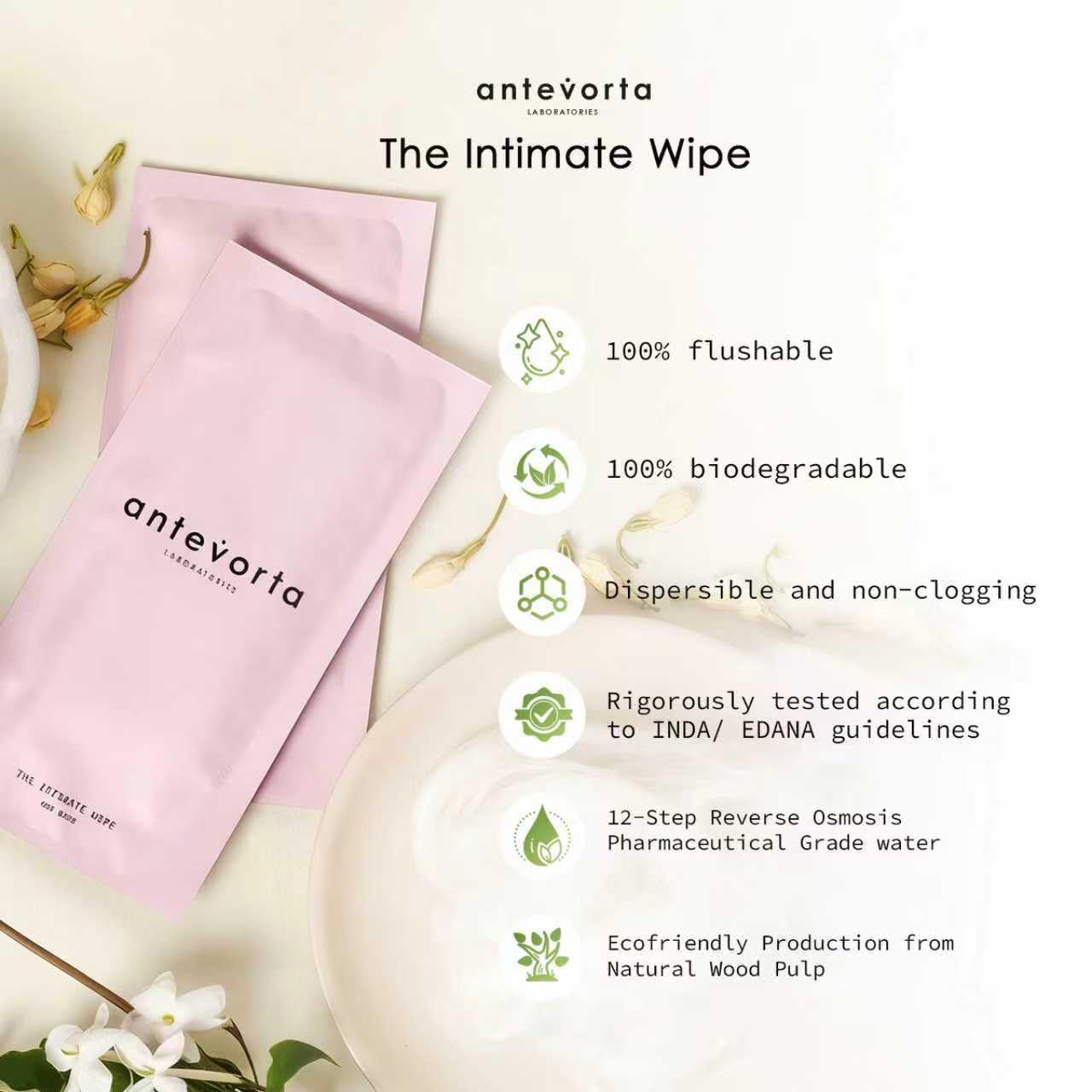 Antevorta Feminine Vaginal Wipes, Individually Wrapped Intimate Wipe - Flushable - Vagina Care, Health & Itch Relief (21 ct)