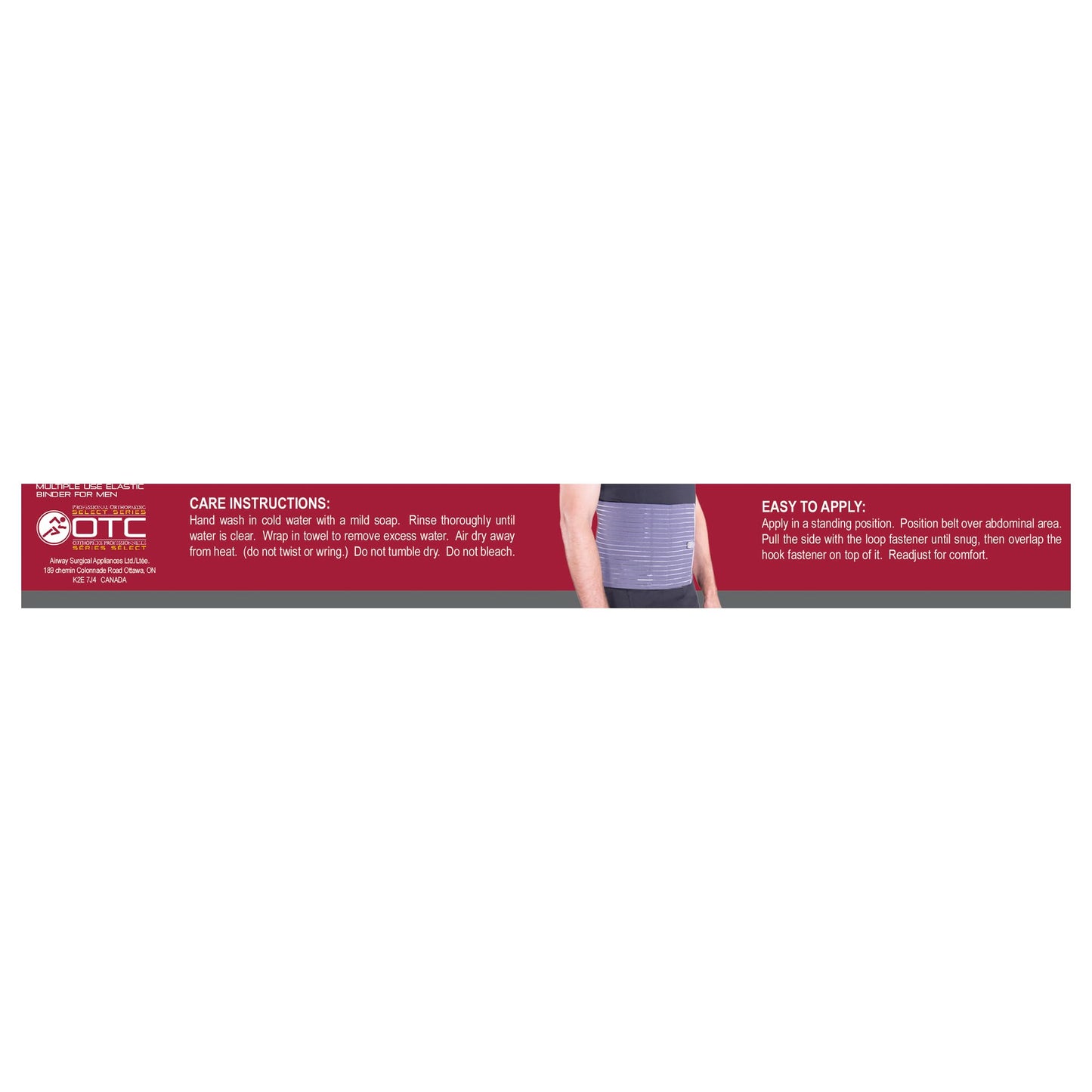 OTC Abdominal Binder for Men, Ribbed Elastic Compression, Select Series